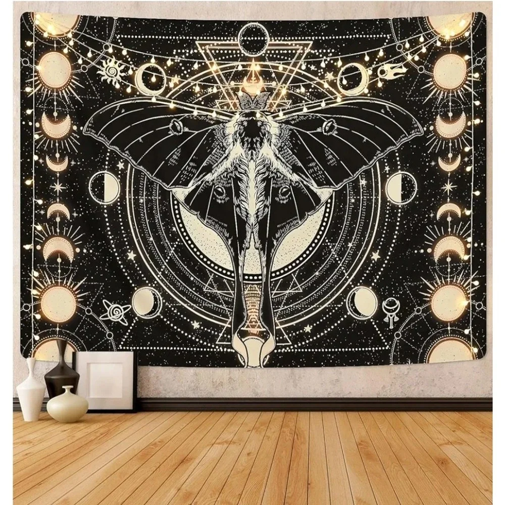 Moon Phase‎ Tapestry Vintage Butterfly Moth Tapestry Psychedelic 59.1